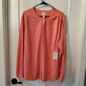 BNWT St. John's Bay Plus Women's Long Sleeve Regular Fit Button-Down Shirt-2X